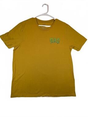 Rad Graphic Eyeball Skateboard Logo Mustard Short Sleeve T Shirt Mens XL